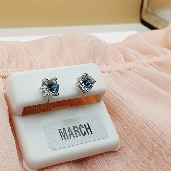 "Birthstone S925 Sterling Silver CZ Stud Earrings for Women/Girl, US19251042 - Picture 14 of 15